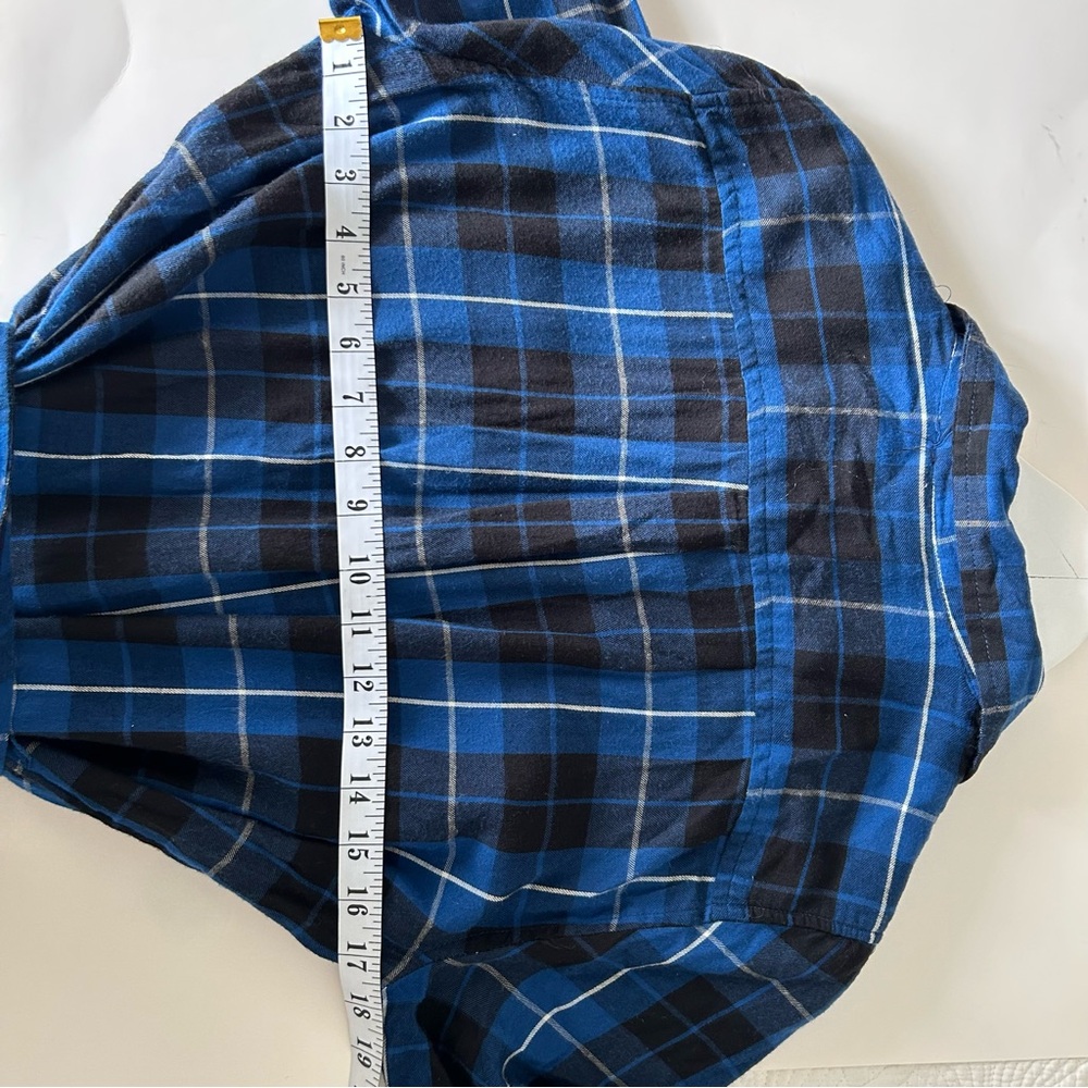 Joe Fresh Vintage Plaid Flannel Shirt Dress Blue and Black Tartan Women’s Large - Picture 6 of 6